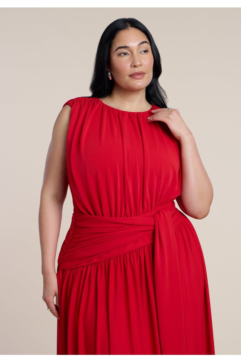 Tie Detail Drop Waist Maxi Dress, Alternate, color, BARBADOS CHERRY