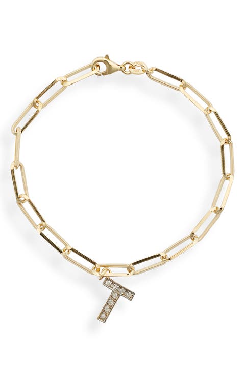 Diamond Initial Charm Bracelet