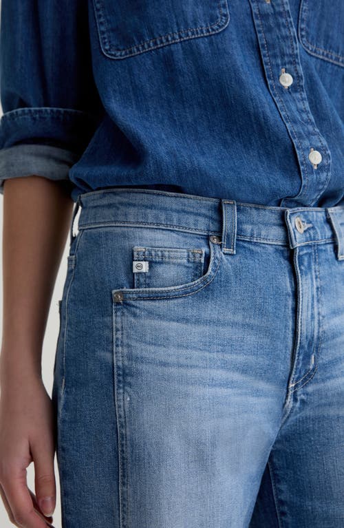 Ag Saige Paneled Raw Hem Ankle Wide Leg Jeans In Blue