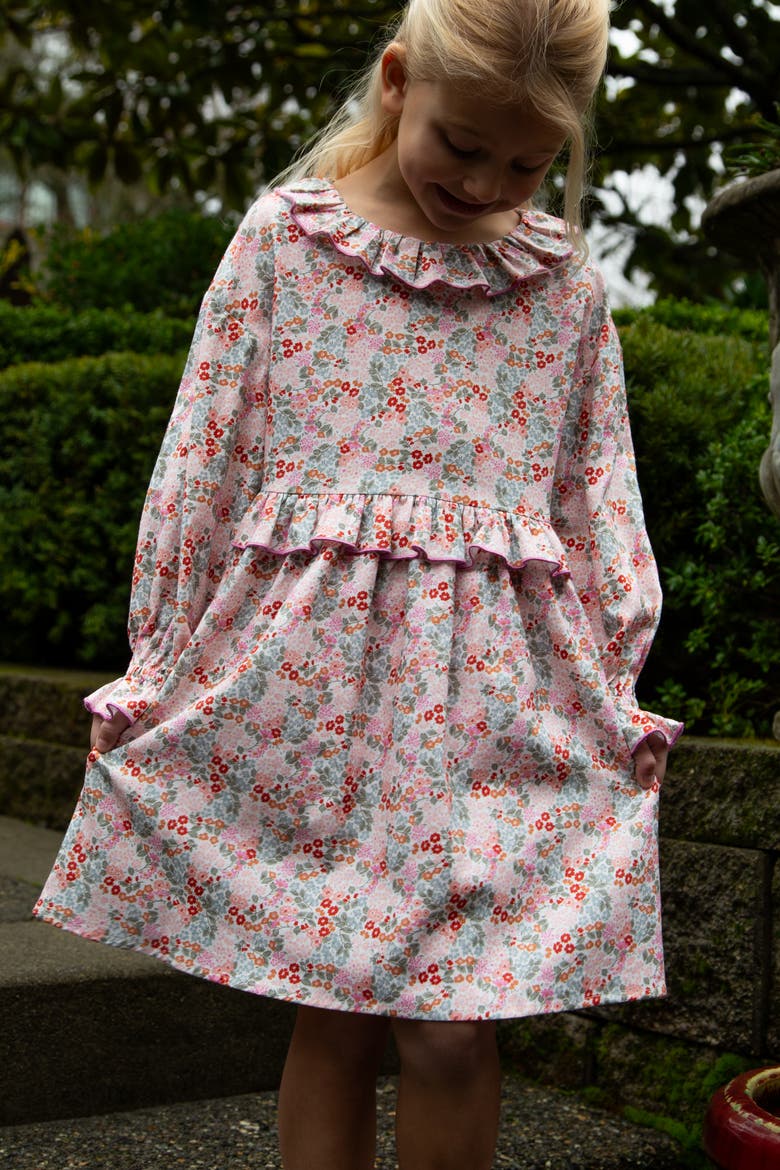 Chloe Ruffle Collar Dress, Alternate, color, Pixie Blooms