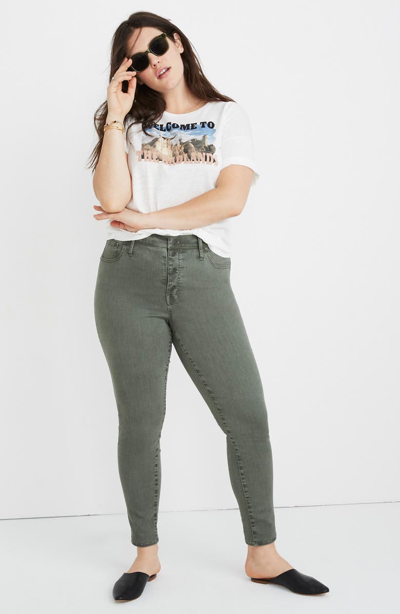 Madewell 9-Inch Garment Dyed Button Front Skinny Jeans, Alternate, color,