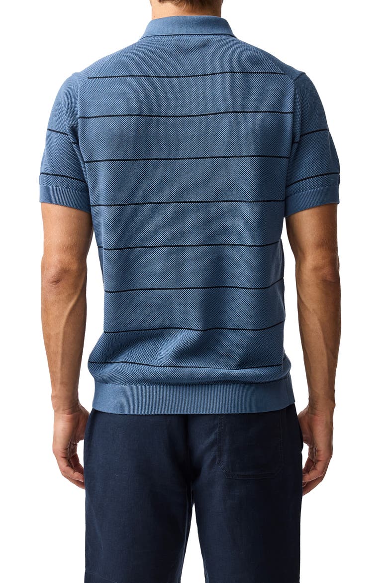 Turners Bay Stripe Polo, Alternate, color, BLUESTONE