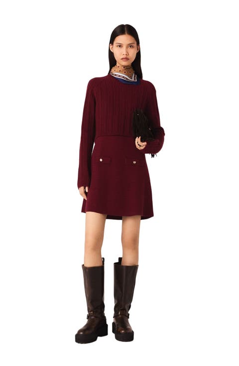 2-in-1 knit mini dress