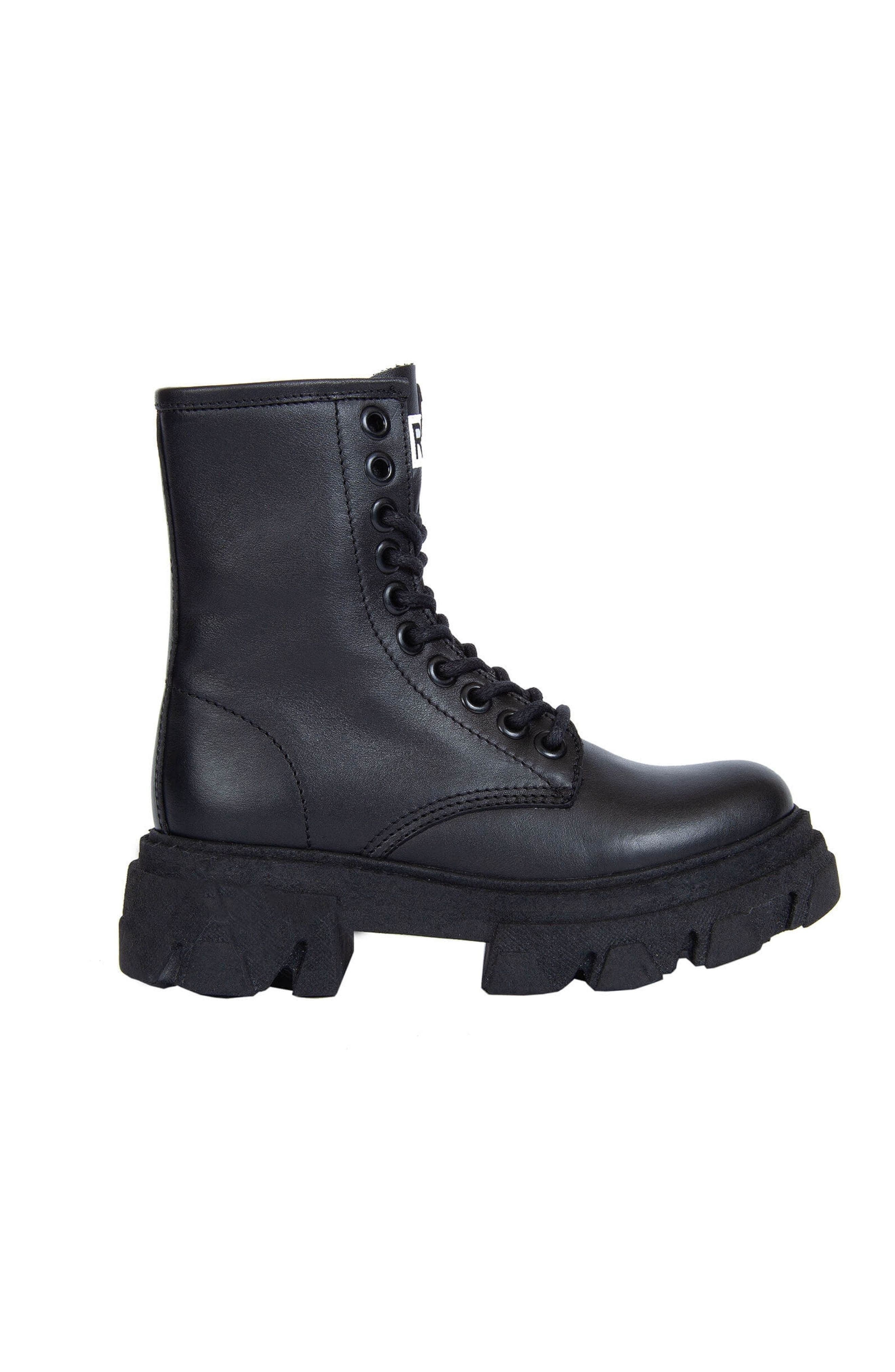 URBNKICKS Black Leather Combat Boots, Alternate, color, Black
