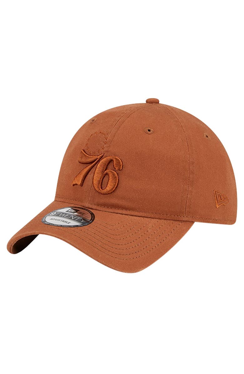 New Era Men's New Era Brown Philadelphia 76ers Colorpack Tonal 9TWENTY Adjustable Hat, Main, color, 