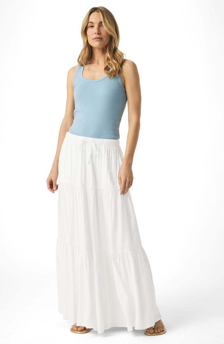 Splendid Melanie Tiered Drawstring Maxi Skirt, Alternate, color, White