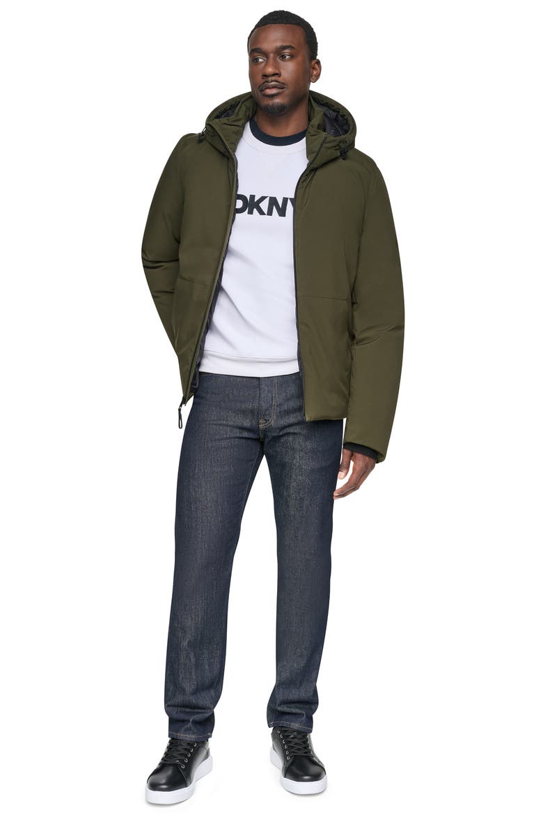 Stretch Hooded Puffer Jacket, Alternate, color, OLIVE
