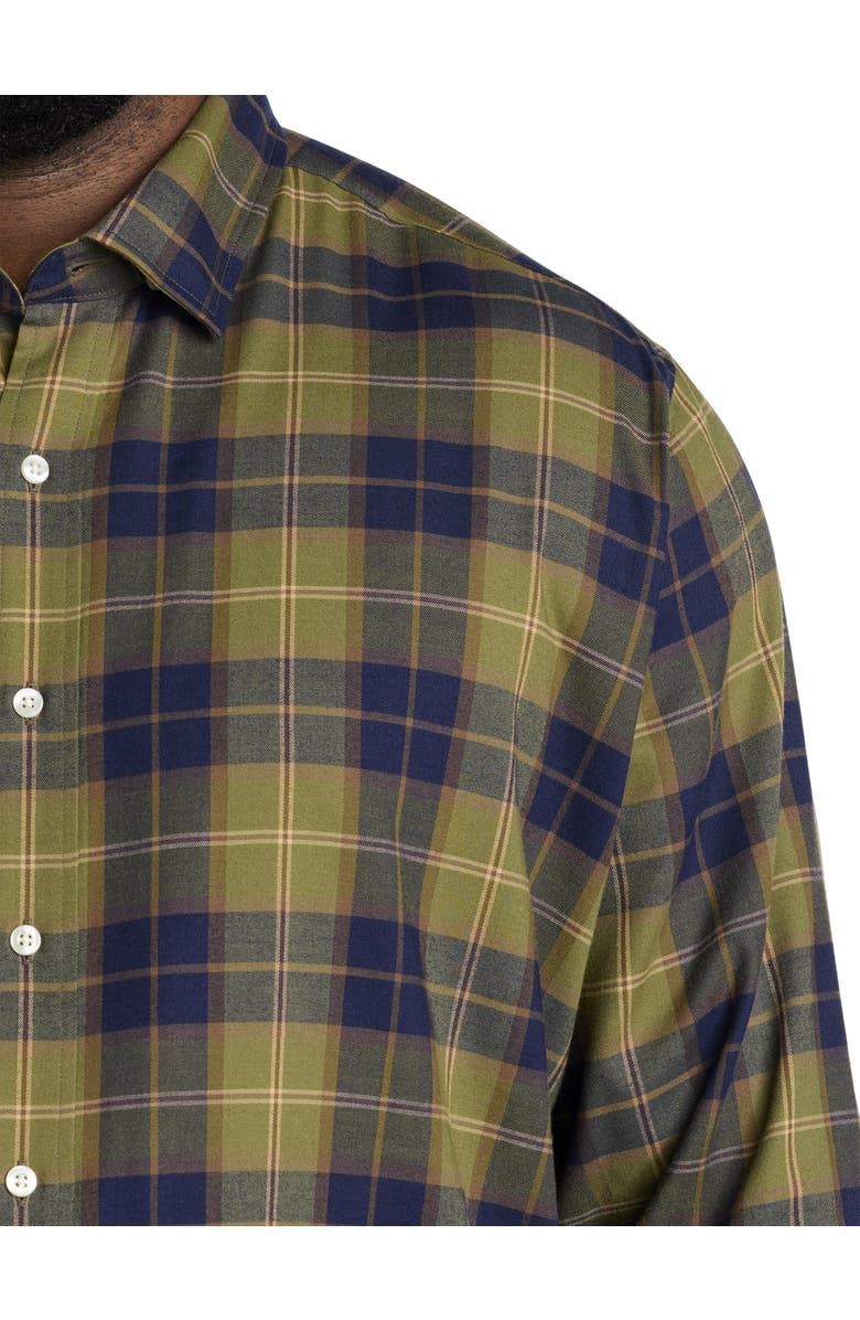 vineyard vines Big & Tall On-The-Go Performance Plaid Flannel Sport Shirt, Alternate, color, Camp Olive
