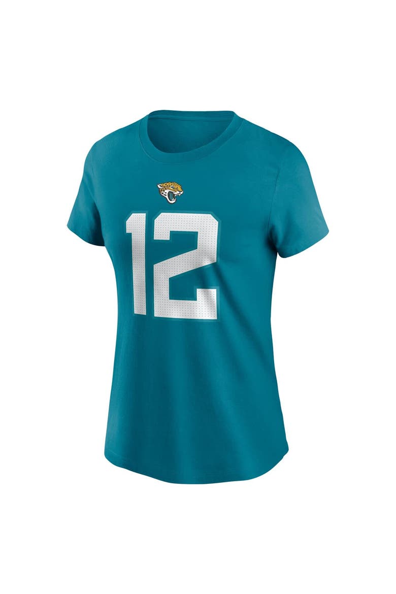 Women's Nike Travis Hunter Teal Jacksonville Jaguars 2025 NFL Draft First Round Pick Name & Number T-Shirt, Alternate, color, Teal