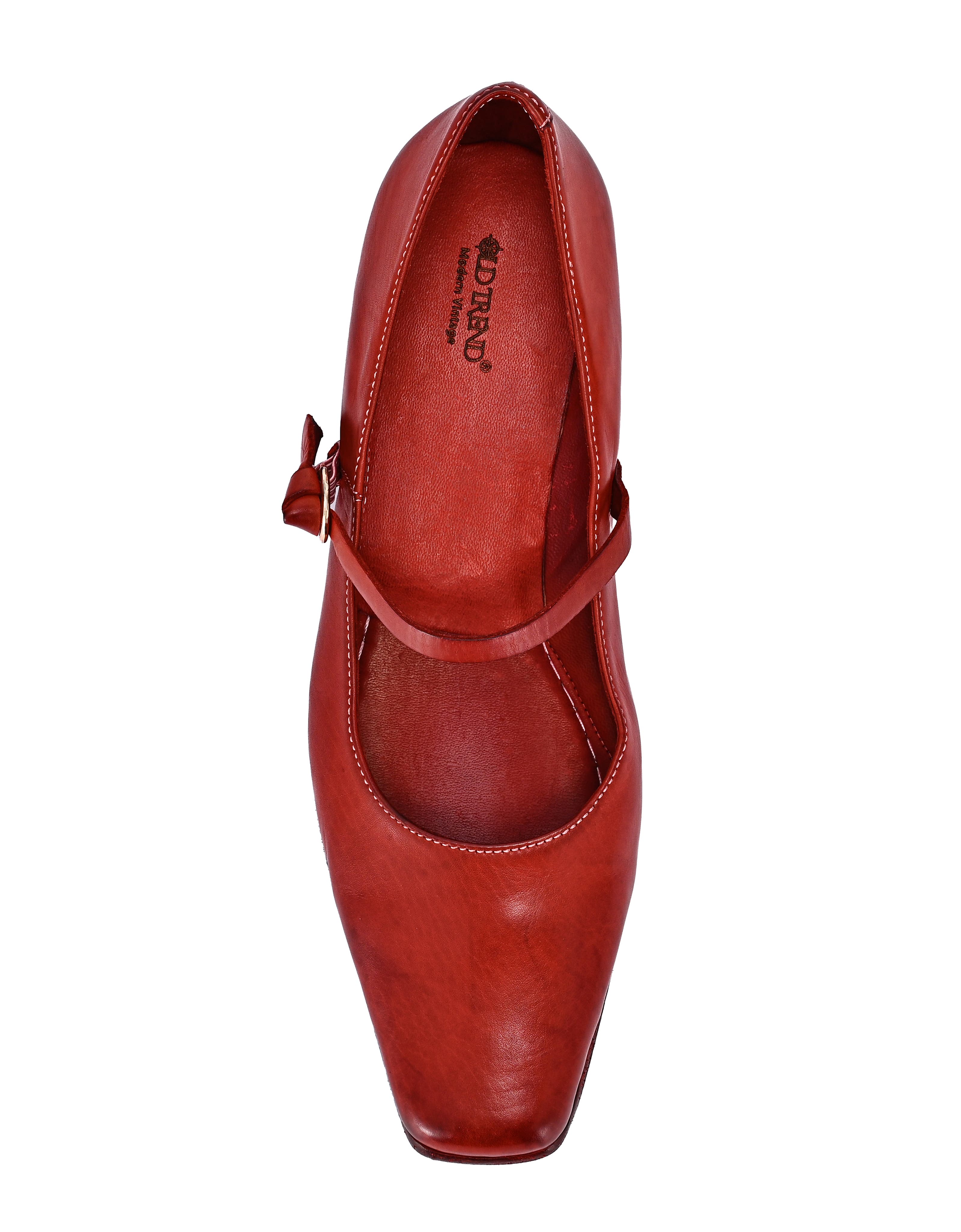 Classic Genuine Leather Polished Vintage Mary Jane Flat, Alternate, color, Brick