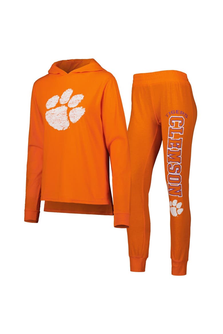 Women's Concepts Sport Orange Clemson Tigers Long Sleeve Hoodie T-Shirt & Pants Sleep Set, Main, color, Orange