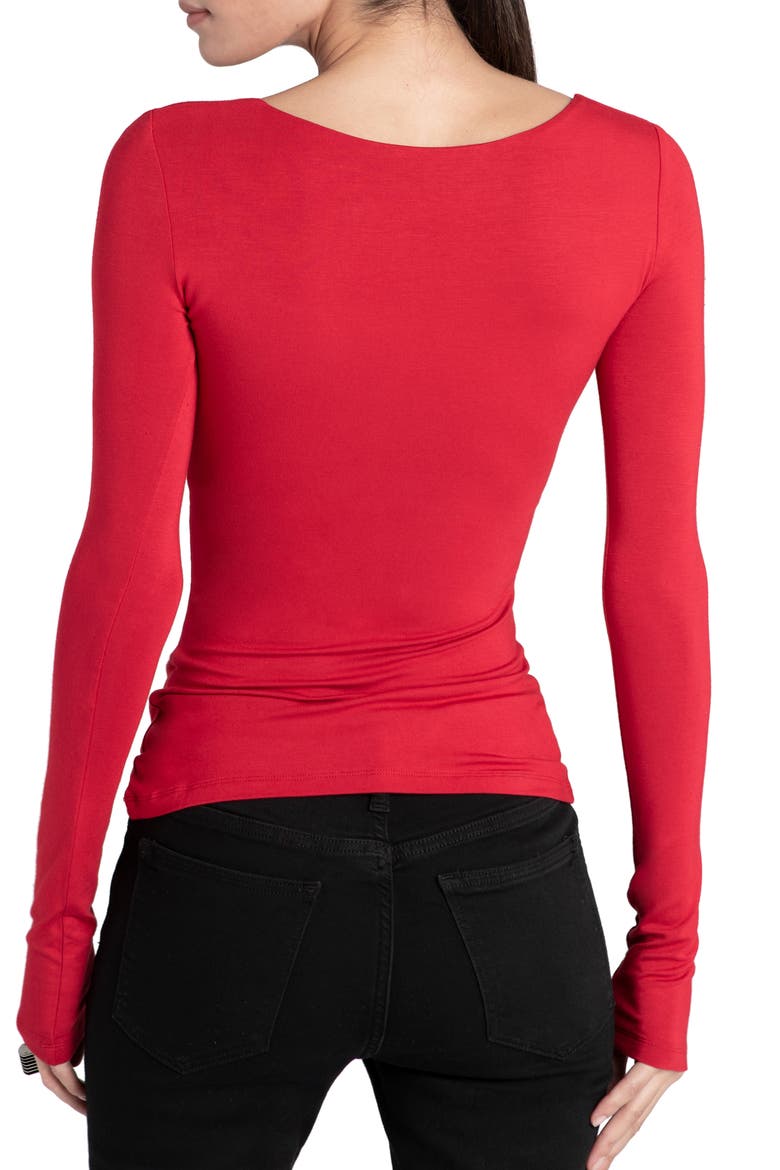 Yvonne Square Neck Jersey Top, Alternate, color, RED