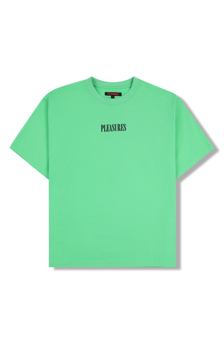 PLEASURES Onyx Glitter Oversize Logo Graphic T-Shirt, Alternate, color, Green