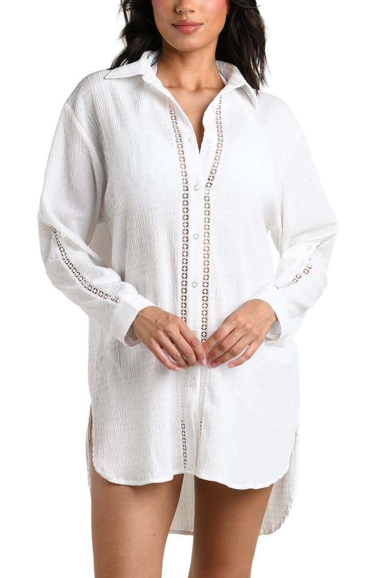 Puckered Up Cover-Up Shirt, Alternate, color, WHITE