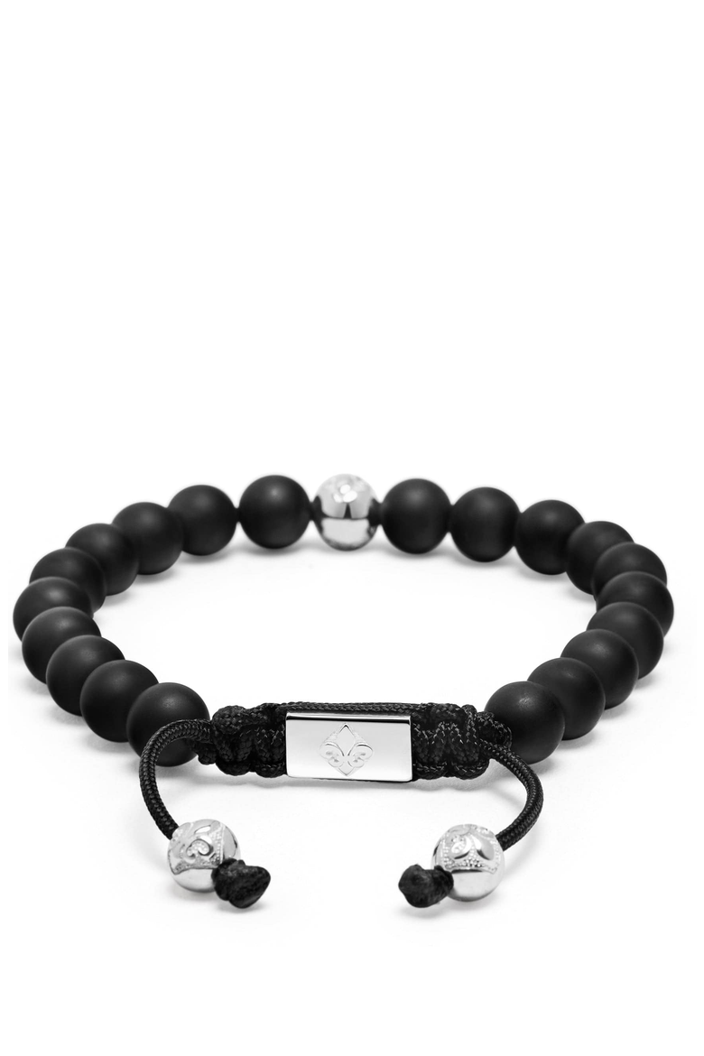 Onyx Sterling Silver Beaded Bracelet, Main, color, Matte Black Onyx