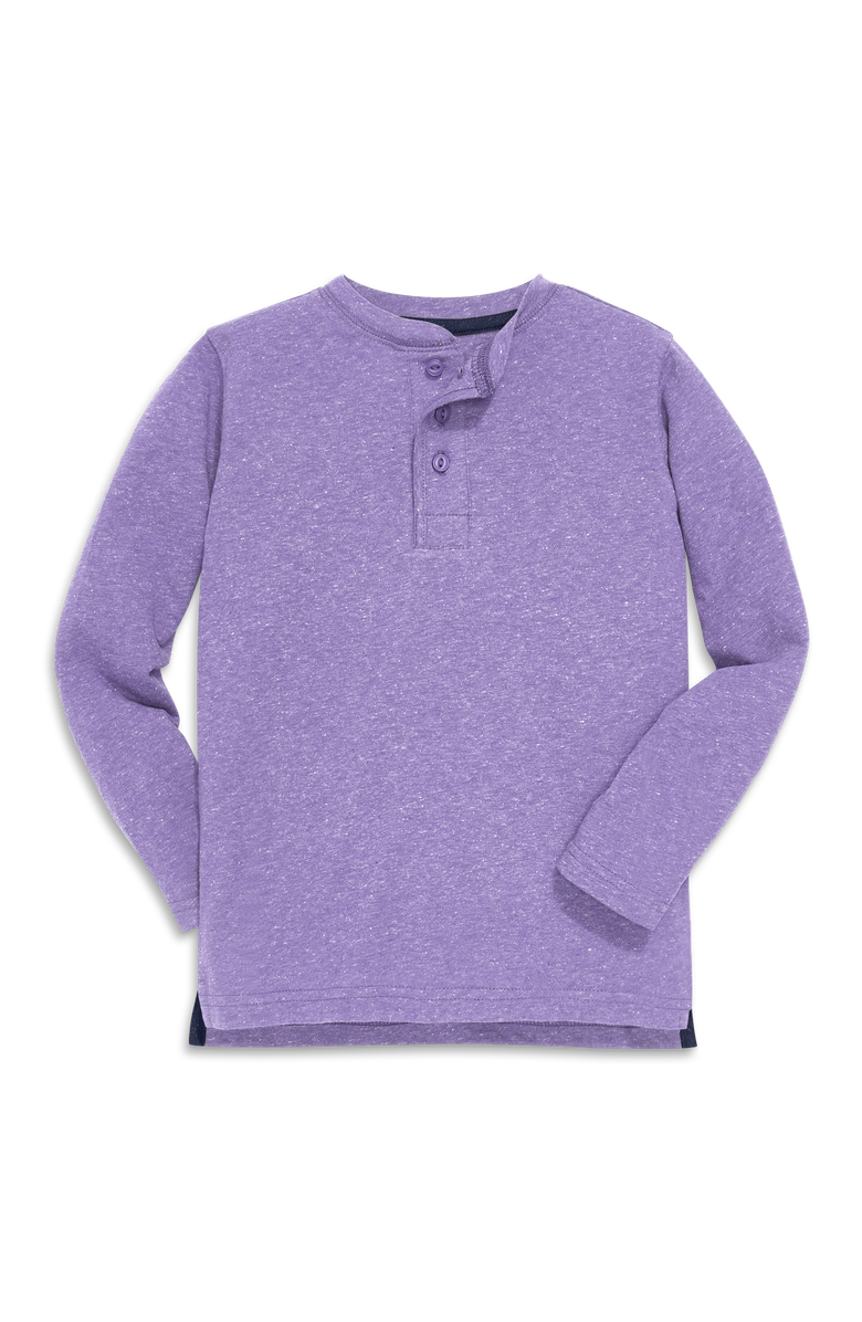 Primary Kids Heathered Long Sleeve Henley Tee, Main, color, Iris