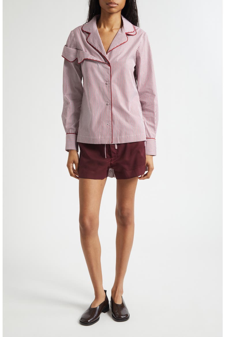 Deconstructed Double Waistband Shorts, Alternate, color, BURGUNDY