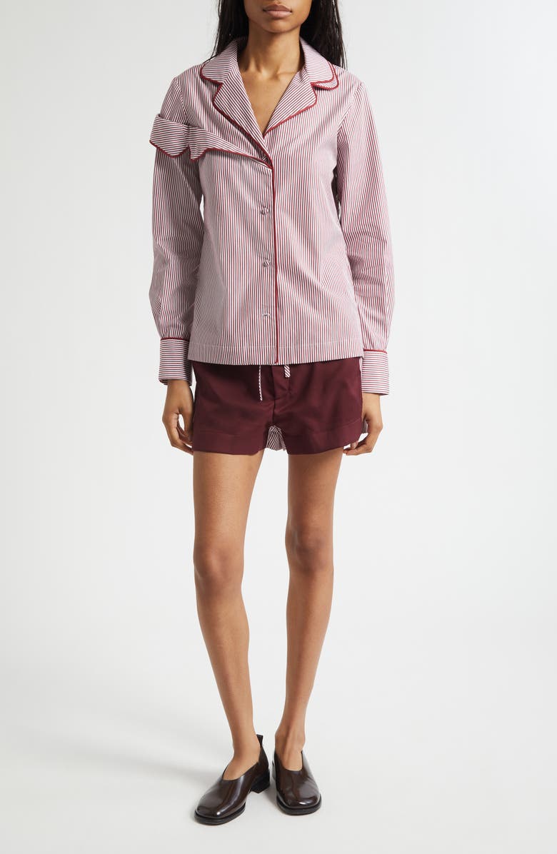 MONSE Deconstructed Double Waistband Shorts, Alternate, color, Burgundy