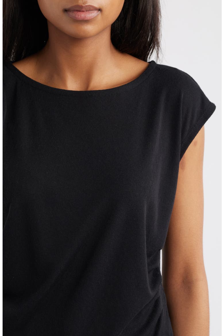 Cap Sleeve Ruched Top, Alternate, color, BLACK