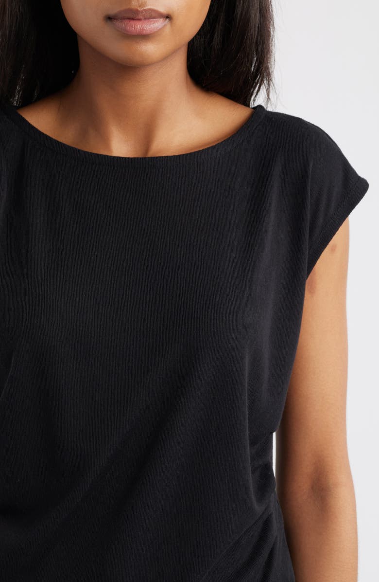Wit & Wisdom Cap Sleeve Ruched Top, Alternate, color, Black