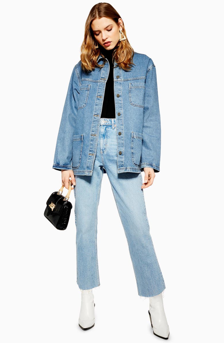 Topshop Oversize Denim Jacket, Alternate, color, 