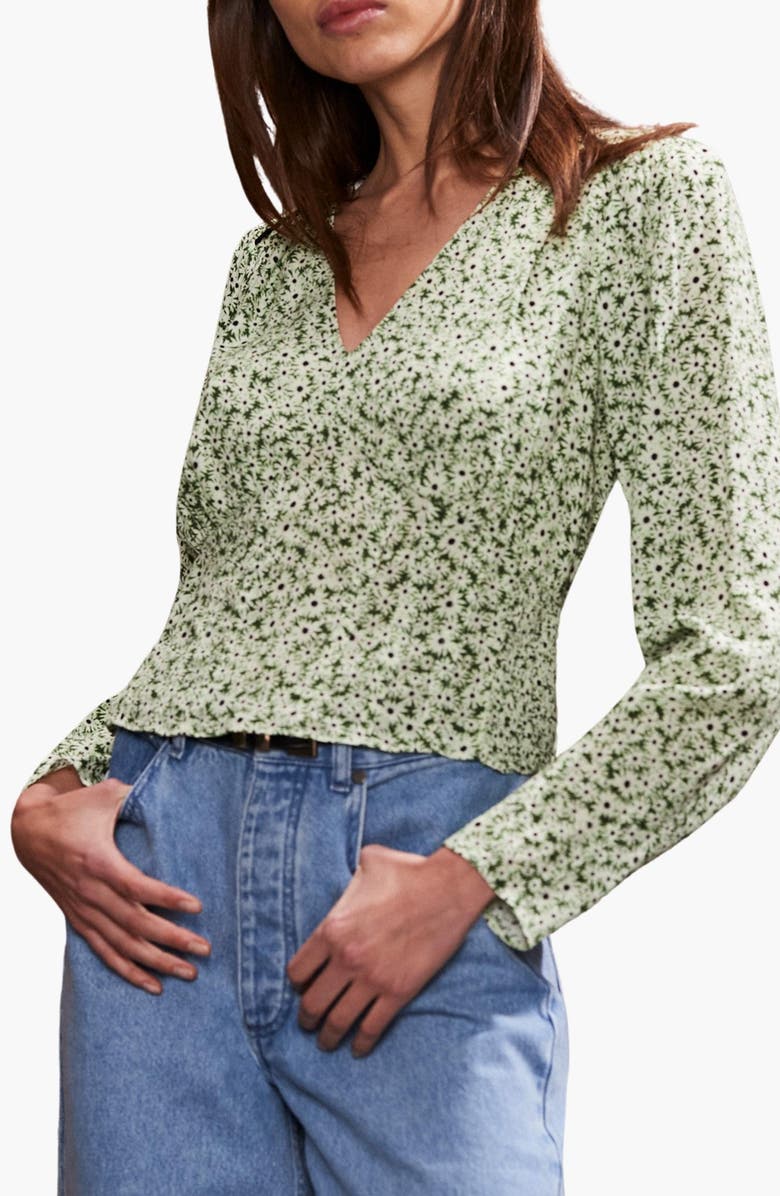 Ro&Zo Ditsy Pintuck Blouse, Alternate, color, Green