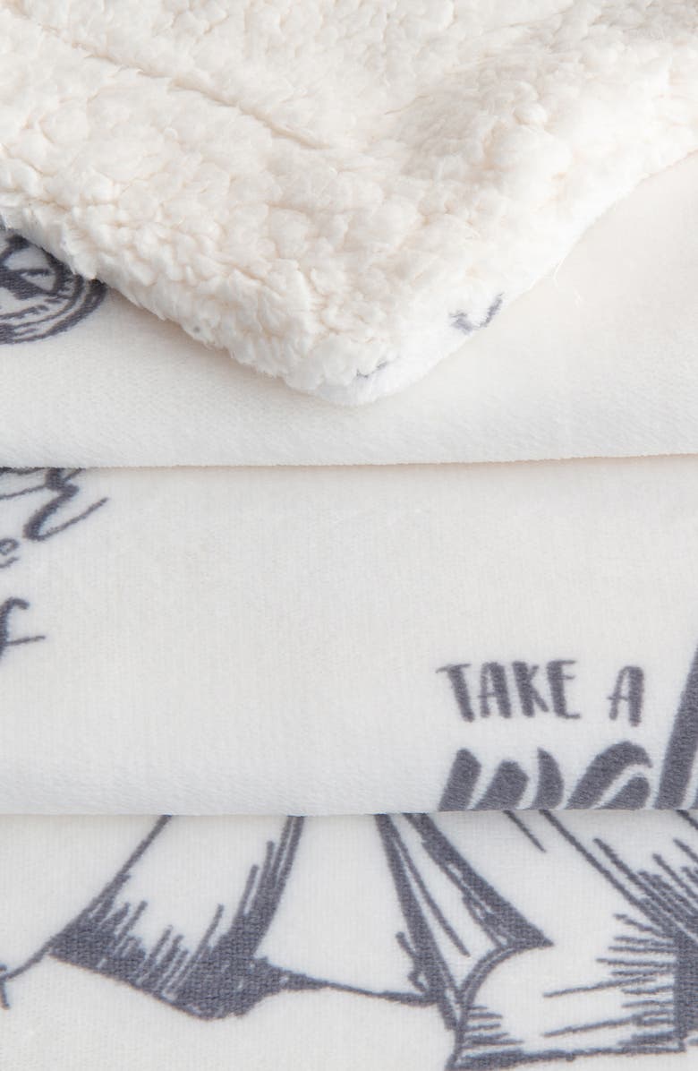 Woven & Weft Lodge Faux Shearling Throw Blanket, Alternate, color, Camping/White