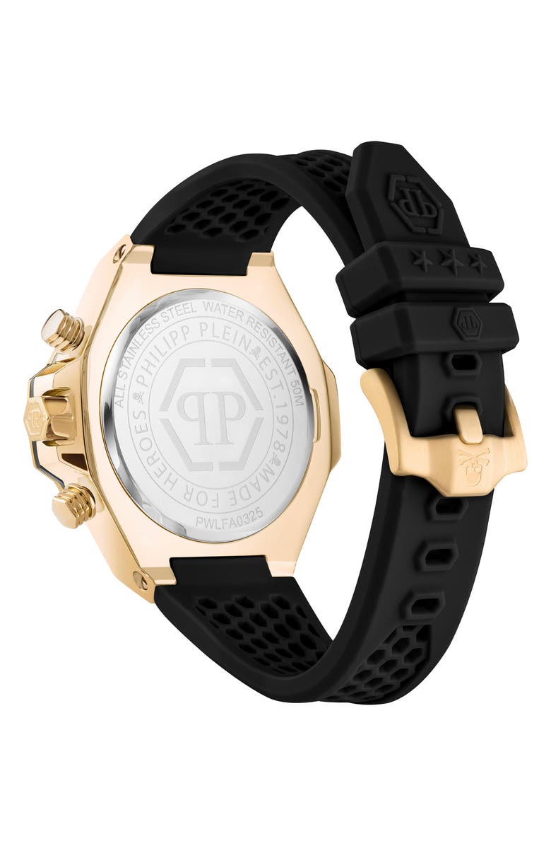 PHILIPP PLEIN Plein Royal Chronograph Silicone Strap Watch, 46mm, Alternate, color, Ip Yellow Gold