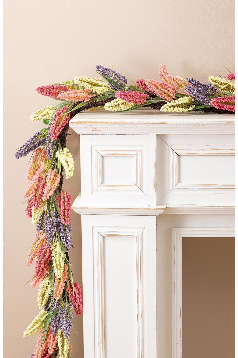 6ft Mixed Colors Heather Artificial Garland, Alternate, color, Purple