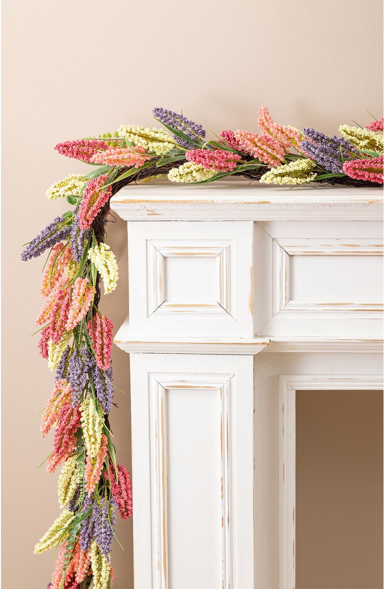 Glitzhome 6ft Mixed Colors Heather Artificial Garland, Alternate, color, Purple
