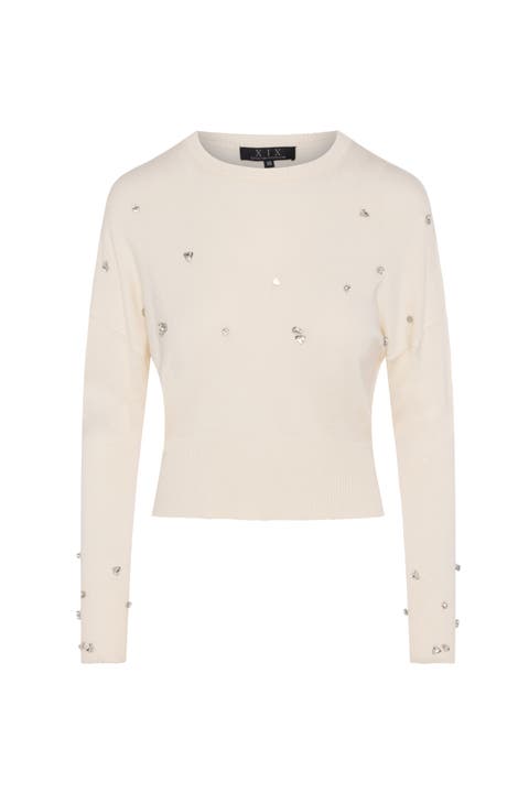 Diamond Sparkle Embellished Knit Sweater