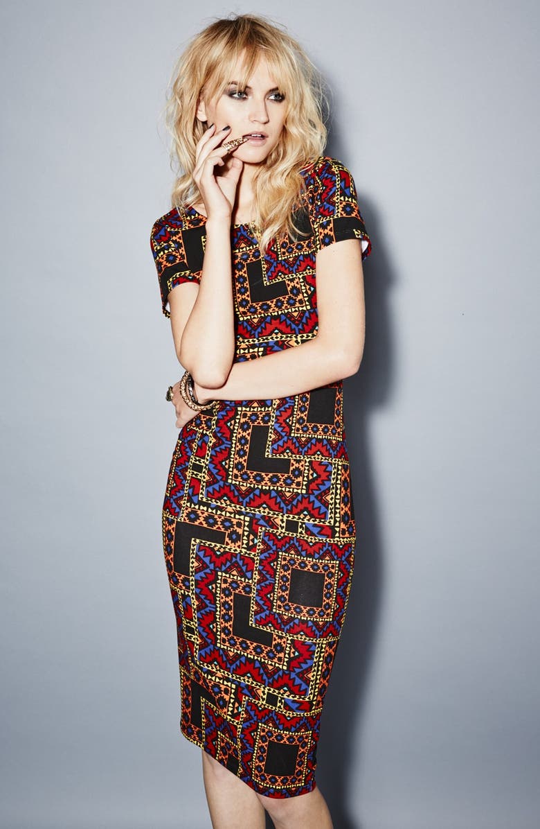 WAYF Body-Con Midi Dress, Alternate, color, Abstract Animal