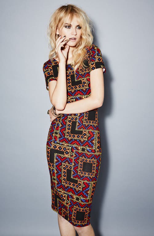 Wayf Body-con Midi Dress In Multi
