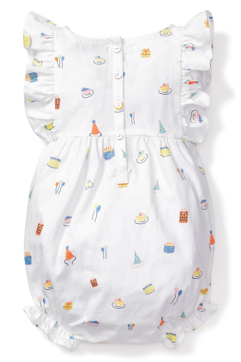 Birthday Print Ruffle Romper, Alternate, color, WHITE