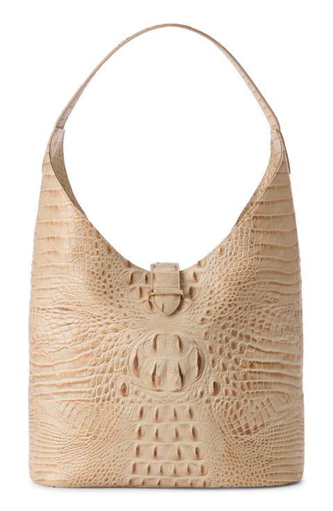 Gwynne Croc Embossed Leather Shoulder Bag