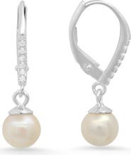 Queen Jewels Sterling Silver Cubic Zirconia & Freshwater Pearl Drop Earrings
