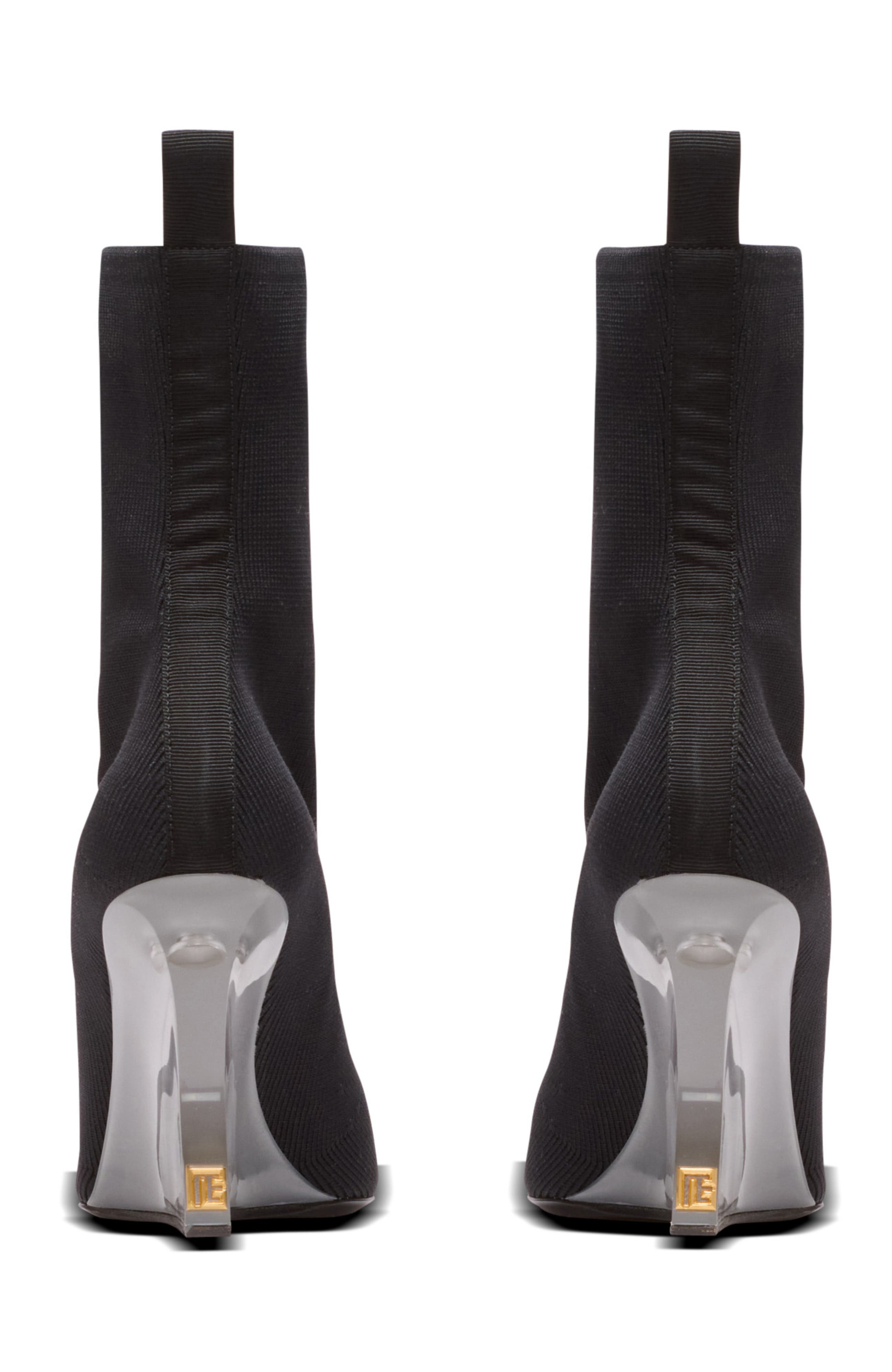 Balmain Wedge knit ankle boots, Alternate, color, Black