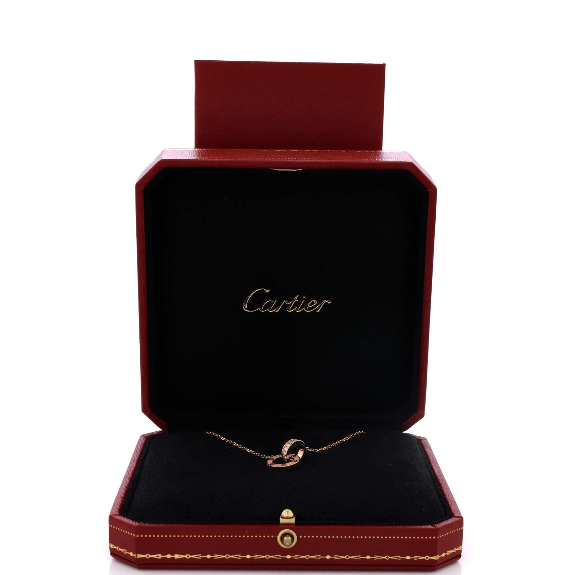 Love Interlocking Pave Necklace 18K Rose Gold and Diamonds, Alternate, color, Metallic Gold
