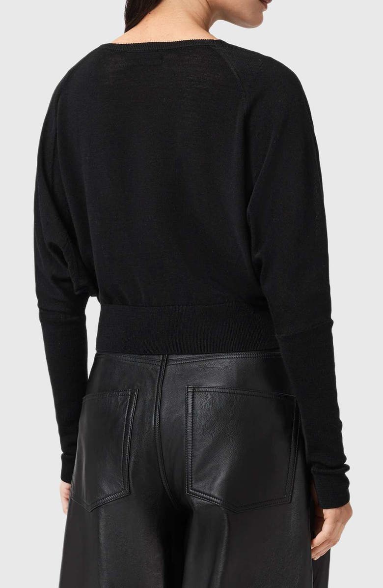 AllSaints Ridley Dolman Sleeve Crop Sweater, Alternate, color, Black