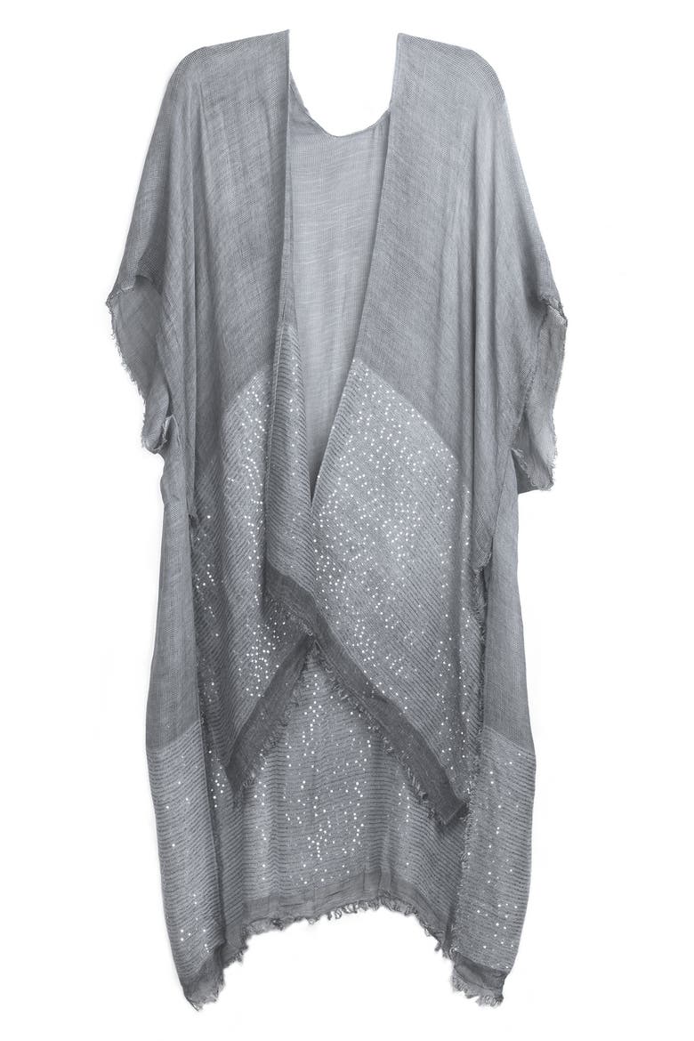 Shimmer Sequin Longline Ruana, Alternate, color, GREY