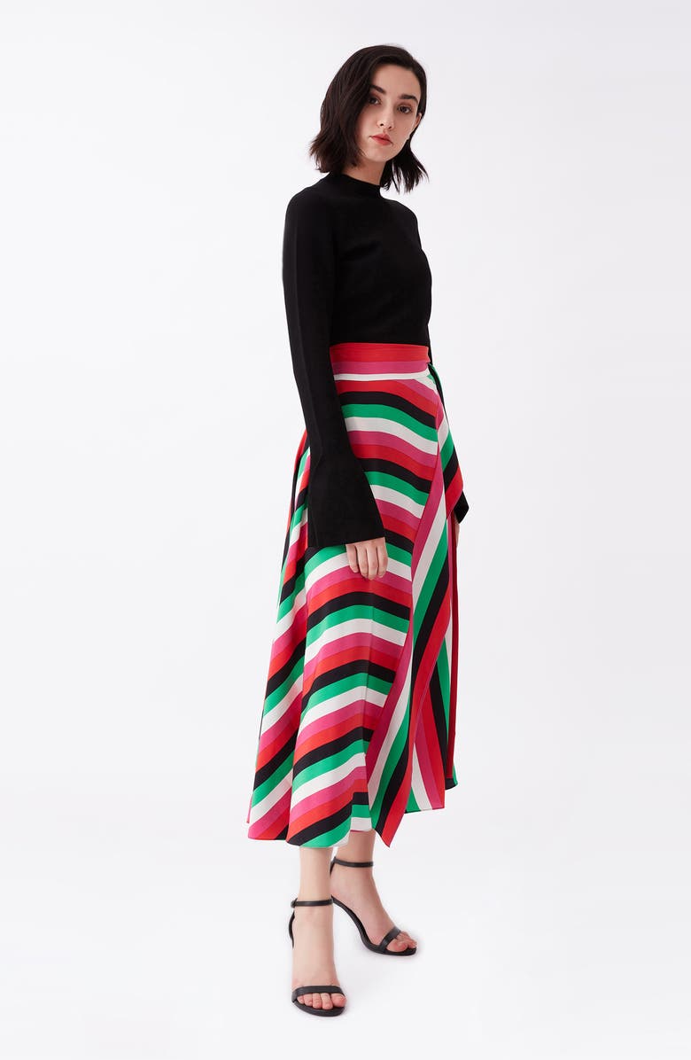DVF Carson Stripe Wrap Skirt, Alternate, color,