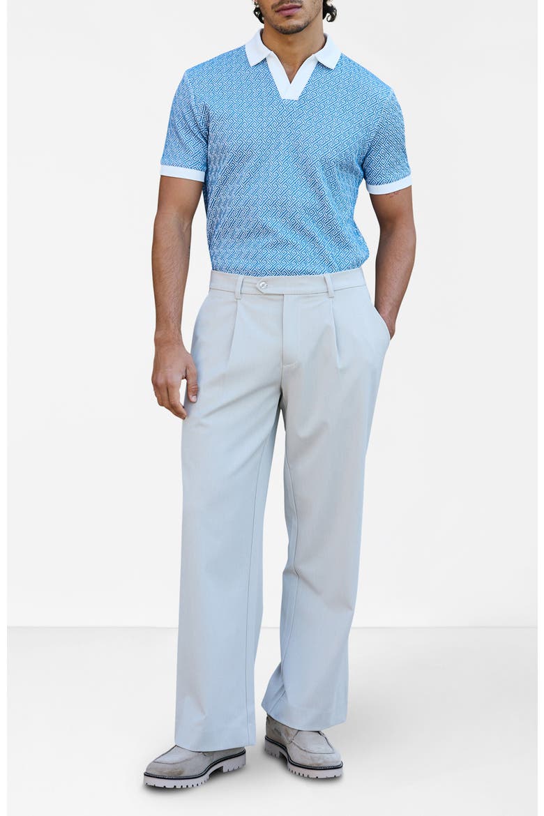 Calvi Swirl Geo Jacquard Slim Polo, Alternate, color, Medium Blue