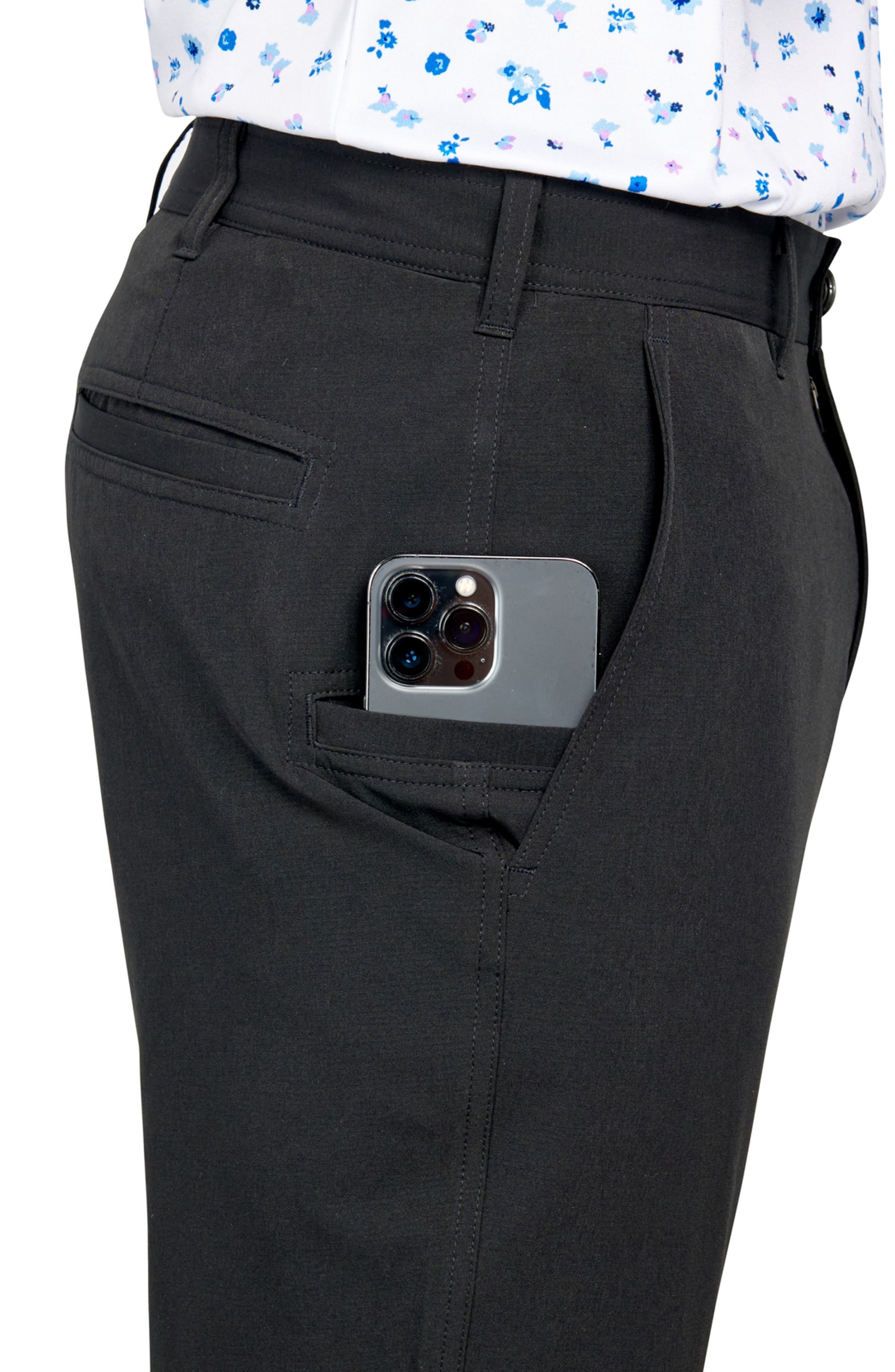 Regular Fit Solid Flat Front Recycled Performance Golf Pants - image 2