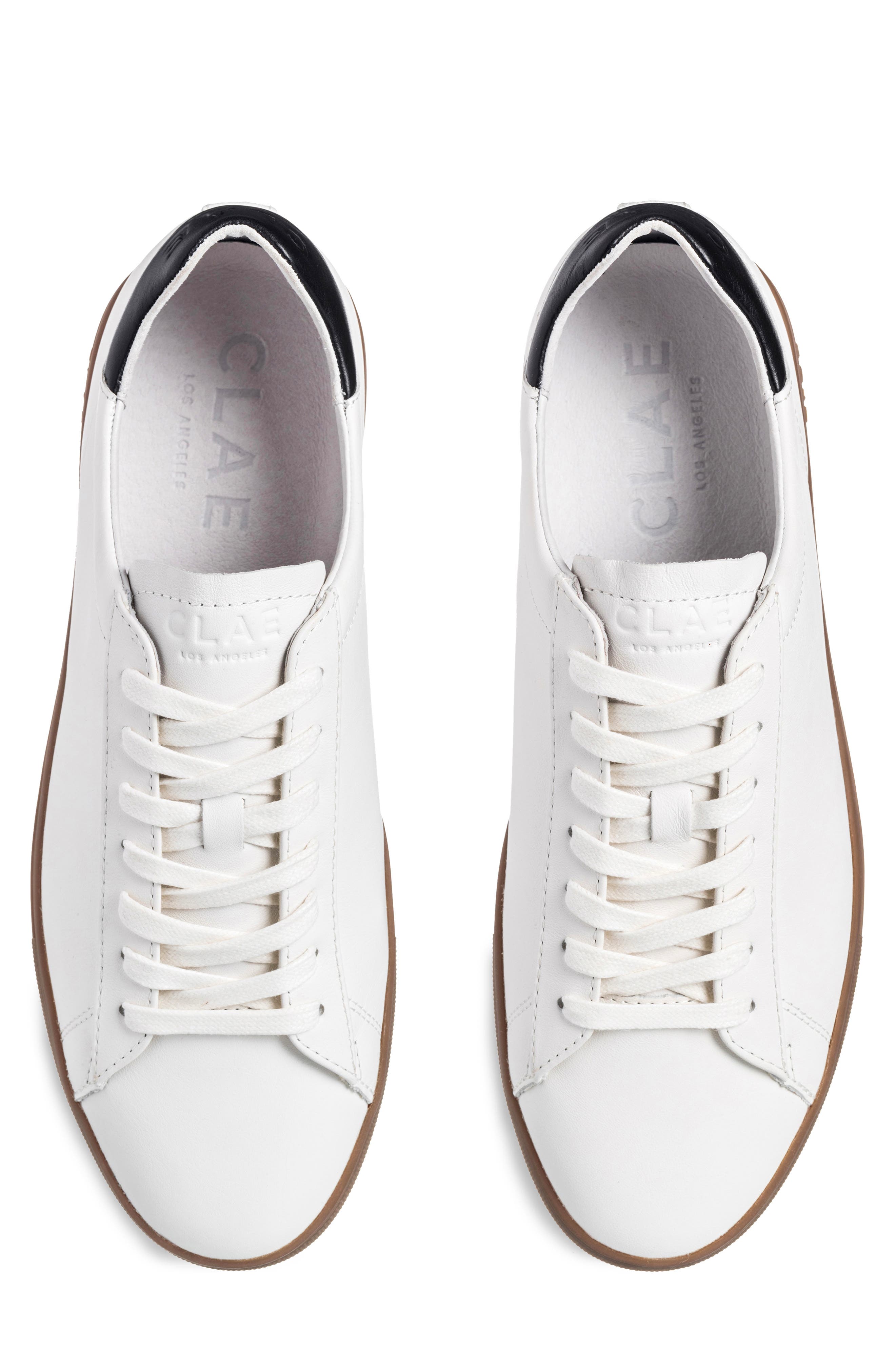 CLAE Bradley Leather Sneaker, Alternate, color, White Black Dark Gum