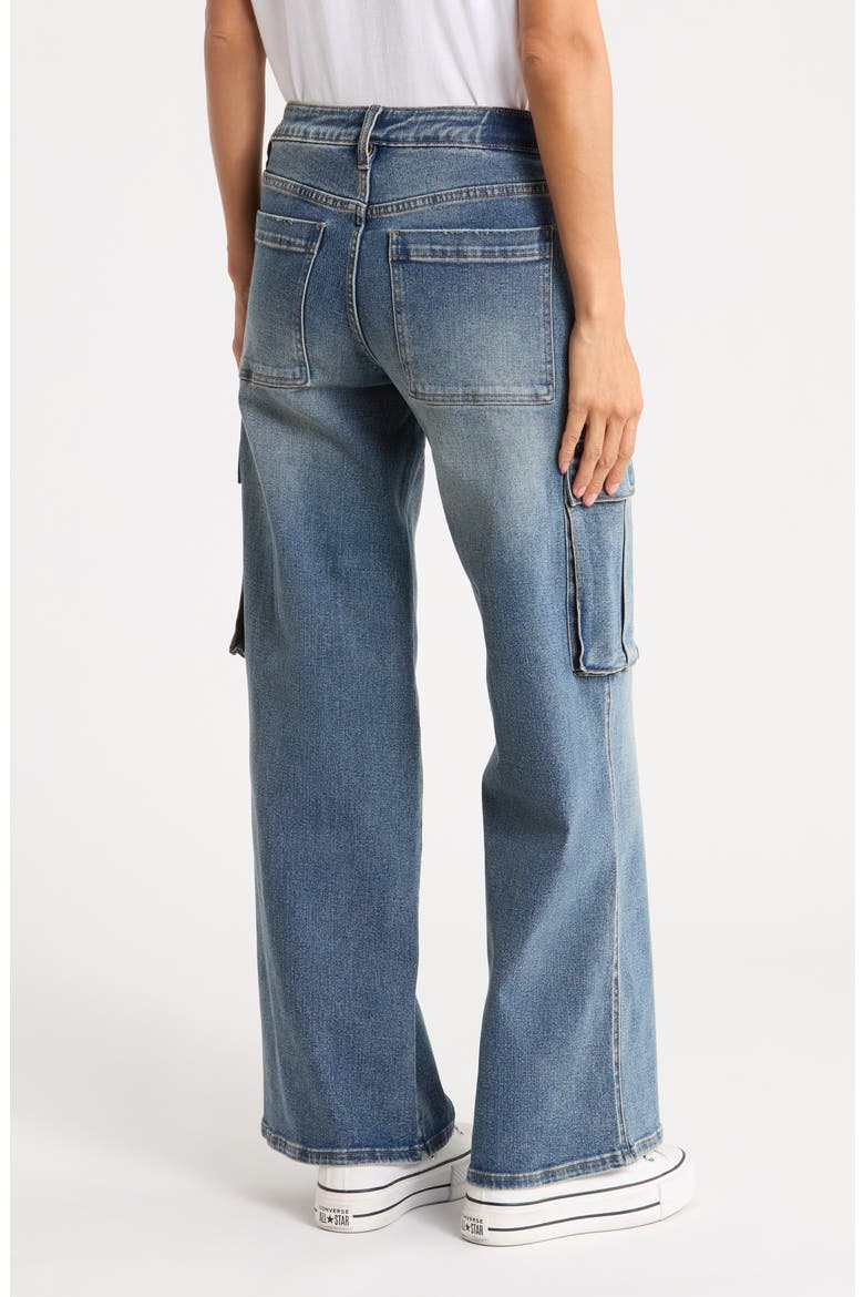 Low Rise Wide Leg Cargo Jeans, Alternate, color, TINT WASH
