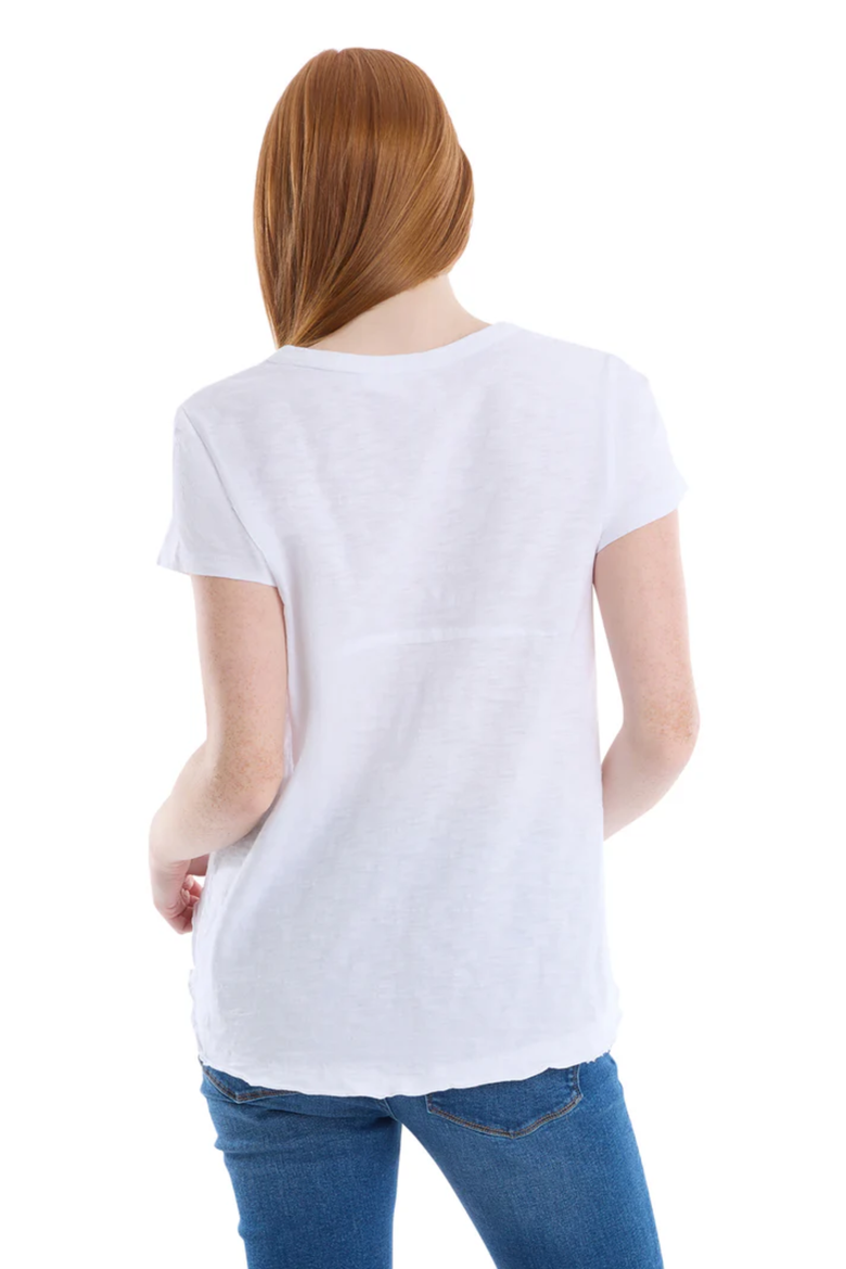Short Sleeve Placket Hi-Lo Tee, Alternate, color, White