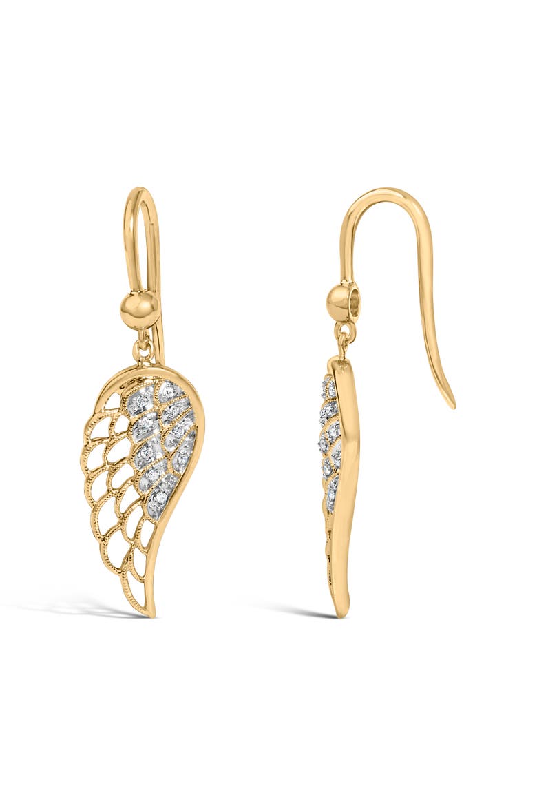 Gold Vermeil Diamond Accent Angel Wing Drop Earring, Alternate, color, Silver