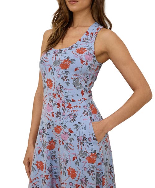 Pact Organic Cotton Fit & Flare Open Back Maxi Dress In Blue