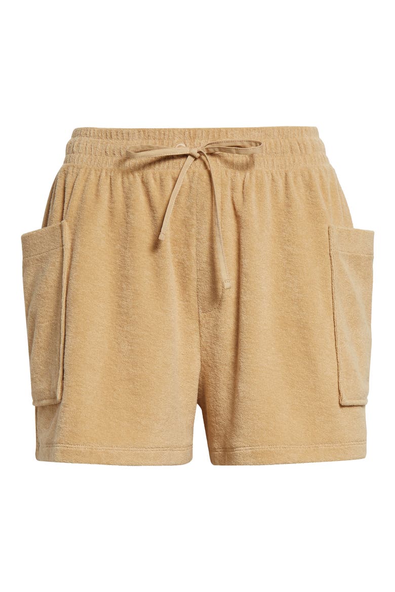 Terry Cloth Drawstring Shorts, Alternate, color, SAND CASTLE