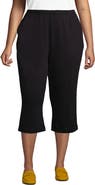 Lands' End Plus Size Sport Knit High Rise Elastic Waist Capri Pants